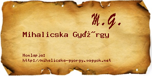 Mihalicska György névjegykártya